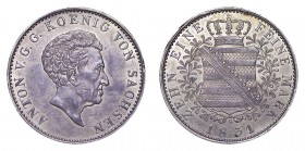 GERMANY: SAXONY. Anton, 1827-36. Thaler, 1831-S, Dresden. About uncirculated.. 28.06 g. Mintage: 697,332. J.60, KM# 1121. About uncirculated.