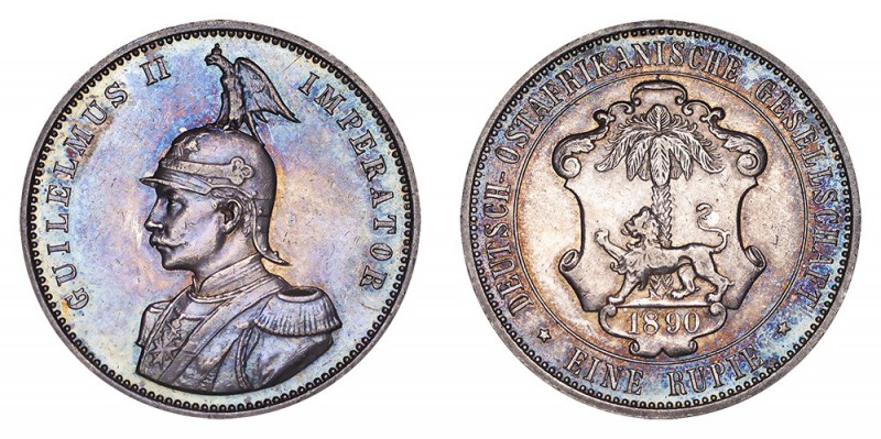 GERMAN EAST AFRICA. Wilhelm II, 1888-1918. Rupie, 1890, Berlin. Extremely fine o...