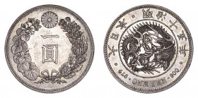 JAPAN. Mutsuhito (Meiji), 1867-1912. Yen, 1882. Extremely fine.. 26.96 g. 38.6 mm. Mintage: 5,089,064. KM Y# 28a.1. Extremely fine.