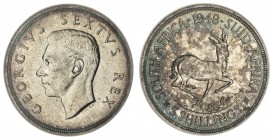 SOUTH AFRICA. Republic. 5 Shillings, 1948, Pretoria. PCGS PL66. 28.28 g. 38.8 mm. Mintage: 1,000. KM# 40.1. In a protective plastic holder and graded ...