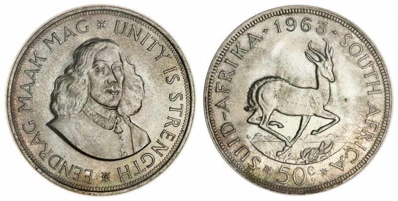 SOUTH AFRICA. Republic. 50 Cent, 1963, Pretoria. PCGS PL67. 28.28 g. 38.8 mm. Mi...
