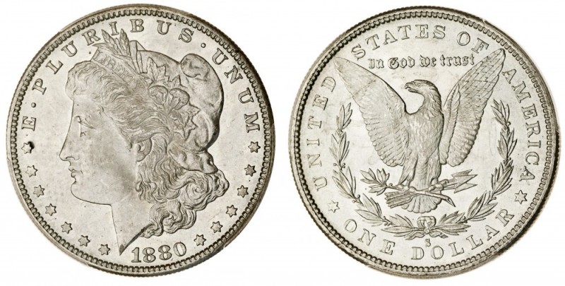 UNITED STATES. Morgan Dollar, 1878-1921. $1, 1880-S, San Fransisco. PCGS MS65. 2...