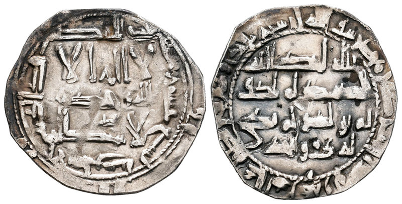 Emirato. Abderrahman II. Dirhem. 219 H. Al Andalus. (Vives-154). Ag. 2,17 g. MBC...