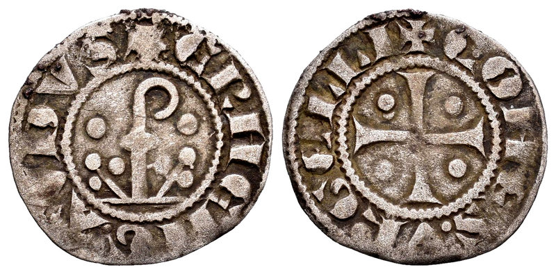 Corona de Aragón. Ermengol X (1267-1314). Dinero. Condado de Urgell. (Cru-128). ...