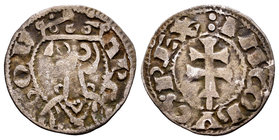 Corona de Aragón. Jaime I (1213-1276). Dinero. Aragón. (Cru-318). Anv.: ARA-GON. Busto coronado a izquierda. Rev.: IACOBVS REX. Cruz patriarcal. Ve. 0...