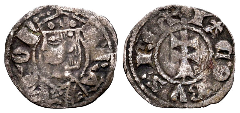 Corona de Aragón. Jaime I (1213-1276). Óbolo. Aragón. (Cru-319). Anv.: ARA-GON. ...
