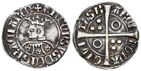 Corona de Aragón. Alfonso III (1327-1336). 1 croat. Barcelona. (Cru-366.1). Ag. 3,02 g. Con anillos en 1º y 4º cuadrante. MBC+. Est...220,00.