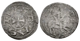 Reino de Castilla y León. Alfonso VIII (1158-1214). Dinero. Toledo. (Bautista-273). Anv.: TOLETUS. Leyenda terminada en 3 puntos. Ve. 1,03 g. BC. Est....
