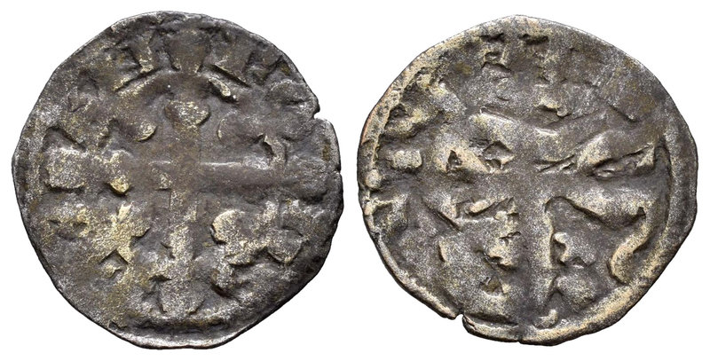 Reino de Castilla y León. Alfonso IX (1188-1230). Dinero. Ve. 0,82 g. Ceca sin d...