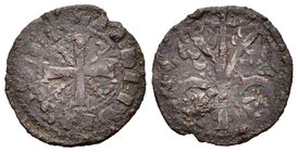 Reino de Castilla y León. Alfonso VIII (1158-1214). Dinero. (Bautista-244). Ve. 0,93 g. Puntos a los lados de la cruz. MBC-. Est...25,00.