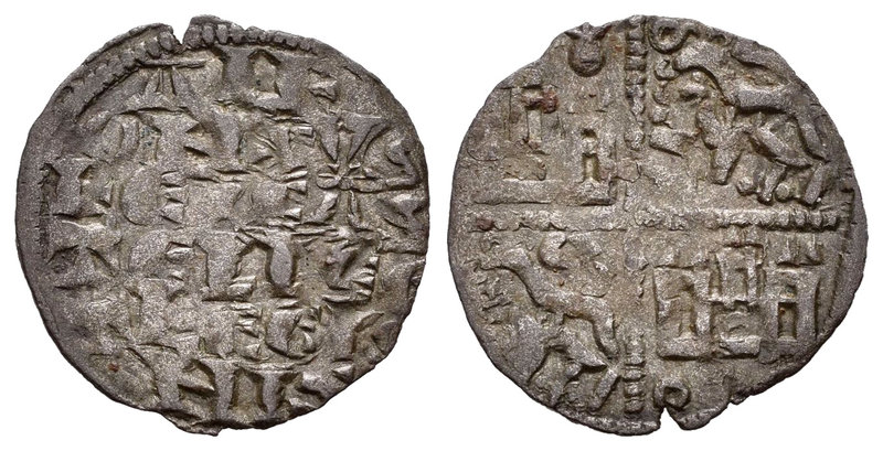 Reino de Castilla y León. Alfonso X (1252-1284). Dinero de seis líneas. Coruña. ...