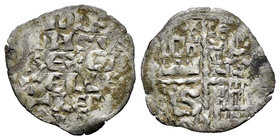 Reino de Castilla y León. Alfonso X (1252-1284). Dinero de seis lineas. (Bautista-366). Ve. 0,65 g. Ceca flor con picos en el primer cuadrante. MBC. E...