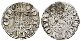 Reino de Castilla y León. Alfonso X (1252-1284). Novén. Burgos. (Bautista-394). Ve. 0,72 g. Con B bajo el castillo. MBC. Est...30,00.