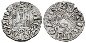Reino de Castilla y León. Alfonso X (1252-1284). Novén. Toledo. (Bautista-401). Ve. 0,69 g. Con T bajo el castillo. MBC+. Est...25,00.