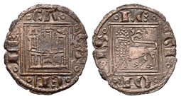 Reino de Castilla y León. Alfonso X (1252-1284). Óbolo. (Bautista-418.2). Ve. 0,45 g. Creciente invertido en la puerta del castillo y creciente en la ...