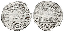 Reino de Castilla y León. Sancho IV (1284-1295). Cornado. Sevilla. (Bautista-432.2). Rev.: Estrellas a los lados de la cruz y puerta con S. Ve. 0,77 g...