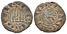 Reino de Castilla y León. Fernando IV (1295-1312). Pepión. (Bautista-459). Ve. 0,69 g. Con 3 puntos bajo el castillo. MBC. Est...20,00.