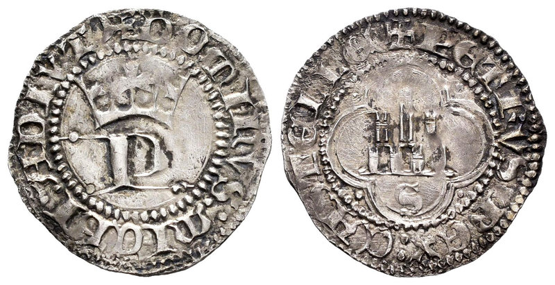 Reino de Castilla y León. Pedro I (1350-1368). 1/2 real. Sevilla. S. (Abm-384). ...