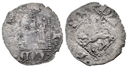 Reino de Castilla y León. Enrique II (1368-1379). Novén. Coruña. (Bautista-675.3). Ve. 0,63 g. Punto delante de la pata del león. BC+. Est...20,00....