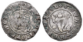 Reino de Castilla y León. Juan I (1379-1390). Blanca de Agnus Dei. Burgos. (Bautista-723). Ve. 1,94 g. Con B y S a los lados de la Y coronada. MBC. Es...