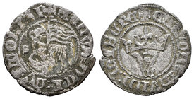 Reino de Castilla y León. Juan I (1379-1390). Blanca de Agnus Dei. Sevilla. (Bautista-730). (Abm-555.2). Ve. 1,51 g.  Con S delante del cordero. BC+. ...
