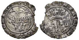 Reino de Castilla y León. Juan I (1379-1390). Blanca de Agnus Dei. Toledo. (Bautista-731.1). (Abm-557.1). Ve. 1,01 g. Con T delante del cordero y T-O ...
