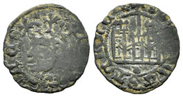 Reino de Castilla y León. Juan I (1379-1390). Cornado. Coruña. (Bautista-748 variante). Ve. 0,95 g. Venera bajo el castillo y orla en reverso. Muy esc...