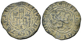 Reino de Castilla y León. Enrique III (1390-1406). Blanca. Coruña. (Bautista-766). Ve. 2,31 g. Con venera bajo el castillo. BC. Est...15,00.