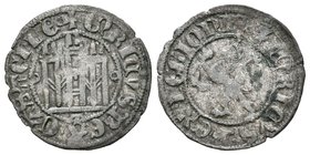 Reino de Castilla y León. Enrique III (1390-1406). Novén. Toledo. (Bautista-781). Ve. 0,70 g. Con T bajo el castillo. MBC. Est...30,00.