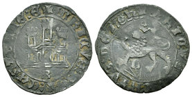 Reino de Castilla y León. Enrique IV (1454-1474). 1 maravedí. Burgos. (Bautista-958.2). (Abm-791). Ve. 1,82 g. Con B bajo el castillo. MBC. Est...35,0...