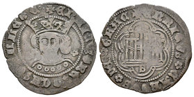 Reino de Castilla y León. Enrique IV (1454-1474). Cuartillo. Sevilla. (Bautista-1023.9). (Abm-755). Ve. 2,93 g. Con florón a cada lado del busto y S b...