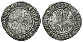 Fernando e Isabel (1474-1504). 1/2 real. Granada. (Cal-445 variante). (Lf-E4.2.5.2). Con G en anverso. MBC-. Est...70,00.