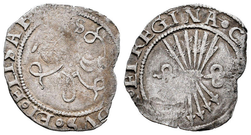 Fernando e Isabel (1474-1504). 1/2 real. Sevilla. (Cal-467). Ag. 1,48 g. Con S e...