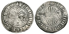 Fernando e Isabel (1474-1504). 1/2 real. Sevilla. (Cal-474). Ag. 1,44 g. Con S y estrella. MBC. Est...60,00.
