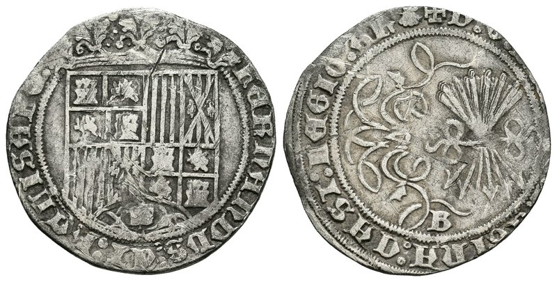 Fernando e Isabel (1474-1504). 1 real. Burgos. (Cal-287). Ag. 3,10 g. Venera en ...