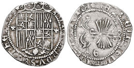 Fernando e Isabel (1474-1504). 1 real. Granada. (Cal-318). Ag. 3,29 g. Escudos entre montes flordelisados. MBC+. Est...100,00.
