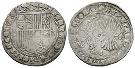 Fernando e Isabel (1474-1504). 1 real. Granada. (Cal-321). Ag. 3,23 g. Escudo entre globos crucíferos. MBC-. Est...70,00.