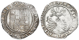 Fernando e Isabel (1474-1504). 1 real. Sevilla. (Cal-358). Ag. 3,41 g. Con S en reverso. MBC+. Est...70,00.