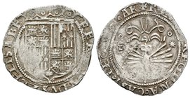 Fernando e Isabel (1474-1504). 1 real. Sevilla. (Cal-363). (Lf-F6.9.5 variante). Ag. 3,40 g. Con S y estrella del reverso entre roeles. MBC. Est...100...
