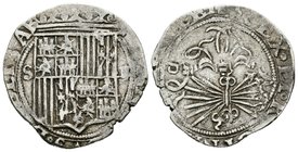 Fernando e Isabel (1474-1504). 2 reales. Sevilla. (Cal-265). Ag. 6,79 g. Ensayador d cuadrada en reverso. MBC-. Est...60,00.