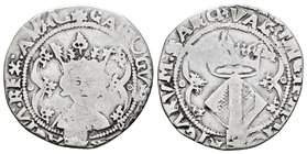 Carlos I (1516-1556). 1 real. Valencia. (Cal-49). Ag. 4,02 g. Con corona en leyenda del anverso y escudito con león en leyenda del reverso. BC+. Est.....