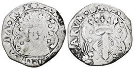 Carlos I (1516-1556). 1 real. Valencia. (Cal-52). Ag. 4,36 g. Con corona en leyendas y sin nombre del rey. Rara. BC+. Est...80,00.