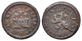Felipe II (1556-1598). 1 maravedí. 1598. Segovia. (Cal-870). (Jarabo-Sanahuja-B19). Ae. 1,25 g. Sin indicación de ceca ni valor. BC. Est...12,00.