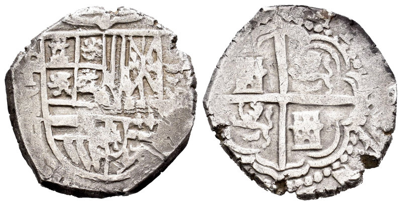 Felipe II (1556-1598). 2 reales. 159_. Toledo. C. (Cal-Tipo 368). Ag. 6,55 g. Fe...