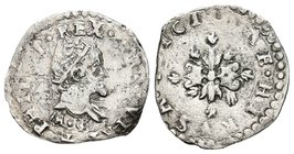 Felipe II (1556-1598). 1/2 carlino. Nápoles. (Vti-305). (Panutti-Riccio-46d). Ag. 1,25 g. BC+. Est...35,00.
