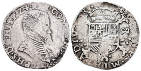 Felipe II (1556-1598). 1/5 escudo. 1567. Brujas. (Vanhoudt-271BG). (Vti-884). Ag. 6,25 g. Limpiada. BC+. Est...60,00.