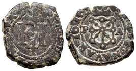 Felipe III (1598-1621). 4 cornados. 1616. Pamplona. (Cal-731). Ae. 5,18 g. Escudo entre P y A. MBC-/MBC. Est...25,00.