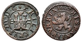 Felipe III (1598-1621). 2 maravedís. 1607. Segovia. (Cal-841). (Jarabo-Sanahuja-D267 variante). Ae. 1,62 g. Variante por acueducto cerrado. MBC+. Est....