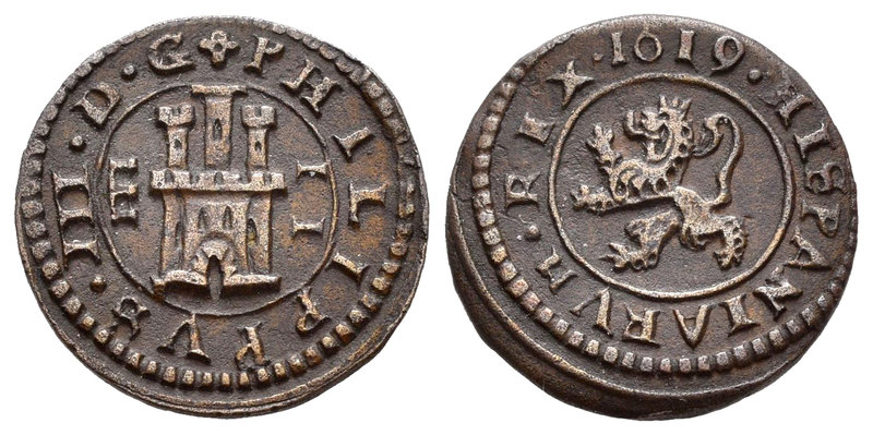 Felipe III (1598-1621). 2 maravedís. 1619. Segovia. (Cal-853 variante). (Jarabo-...