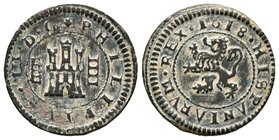 Felipe III (1598-1621). 4 maravedís. 1618. Segovia. (Cal-823). Ae. 3,28 g. MBC+. Est...20,00.